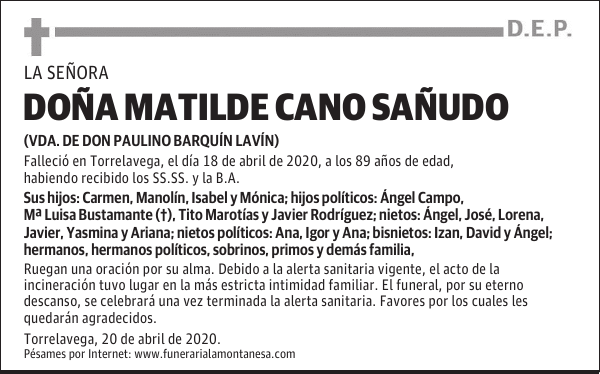 DOÑA MATILDE CANO SAÑUDO