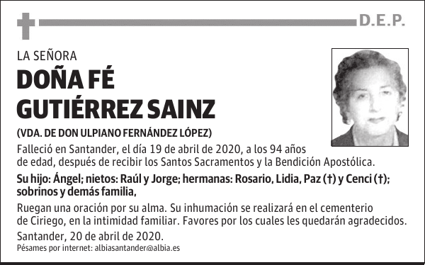 DOÑA FÉ GUTIÉRREZ SAINZ
