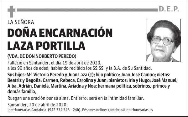 DOÑA ENCARNACIÓN LAZA PORTILLA