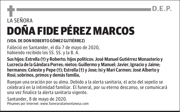 DOÑA FIDE PÉREZ MARCOS