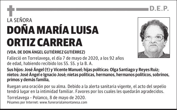 DOÑA MARÍA LUISA ORTIZ CARRERA
