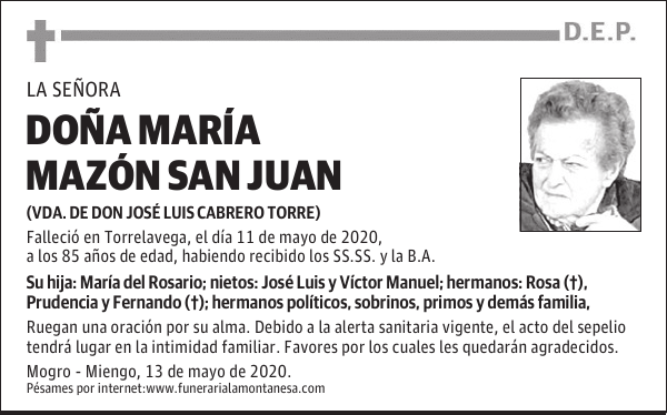 DOÑA MARÍA MAZÓN SAN JUAN