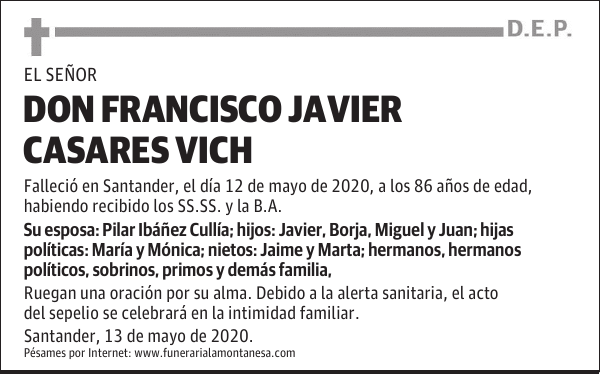 DON FRANCISCO JAVIER CASARES VICH