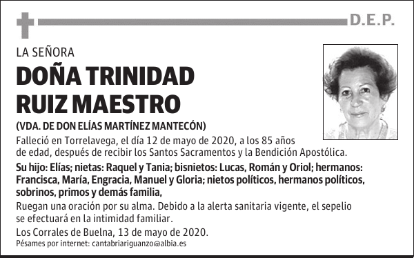 DOÑA TRINIDAD RUIZ MAESTRO