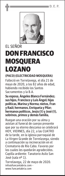 DON FRANCISCO MOSQUERA LOZANO