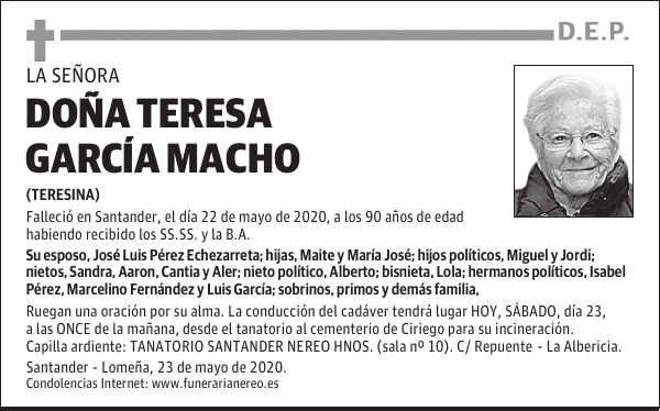 DOÑA TERESA GARCÍA MACHO