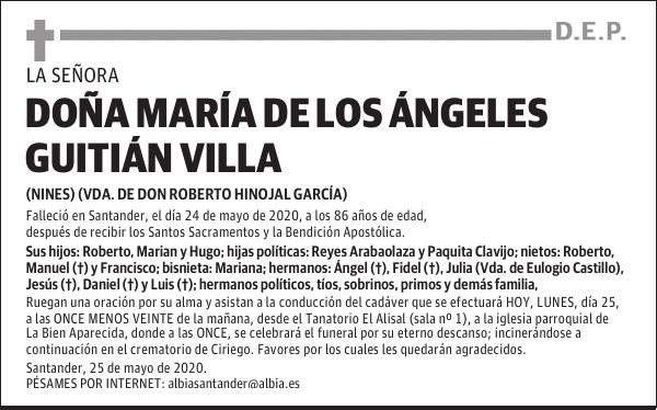 DOÑA MARÍA DE LOS ÁNGELES GUITIÁN VILLA