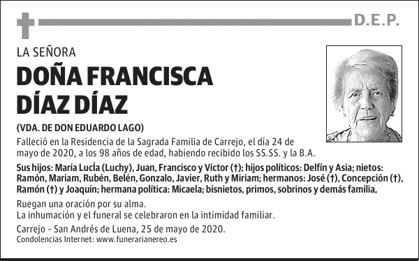 DOÑA FRANCISCA DÍAZ DÍAZ