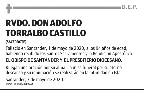 RVDO. DON ADOLFO TORRALBO CASTILLO