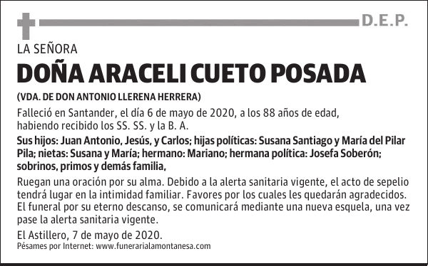 DOÑA ARACELI CUETO POSADA