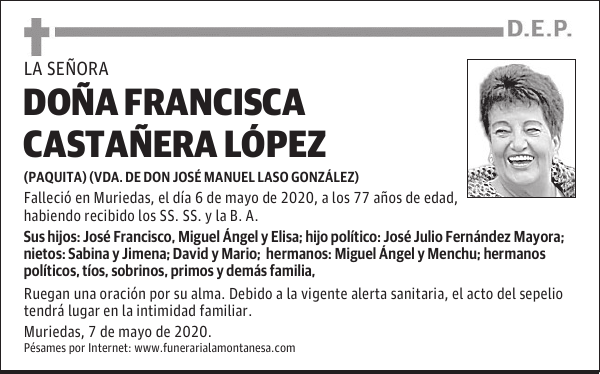 DOÑA FRANCISCA CASTAÑERA LÓPEZ