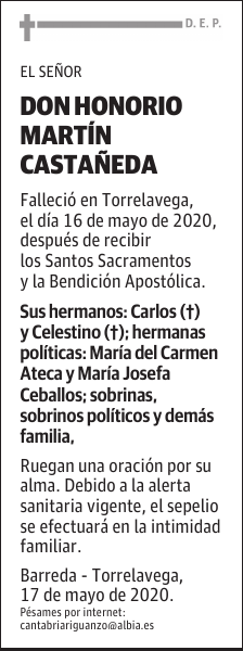 DON HONORIO MARTÍN CASTAÑEDA