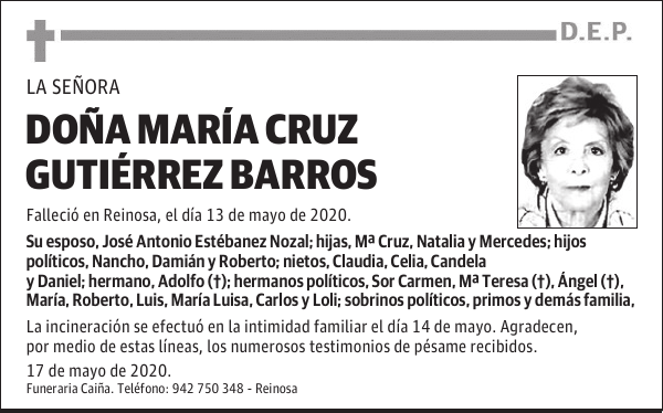 DOÑA MARÍA CRUZ GUTIÉRREZ BARROS