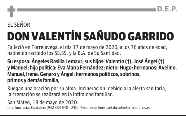 DON VALENTÍN SAÑUDO GARRIDO