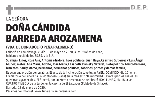 DOÑA CÁNDIDA BARREDA AROZAMENA