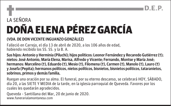 DOÑA ELENA PÉREZ GARCÍA