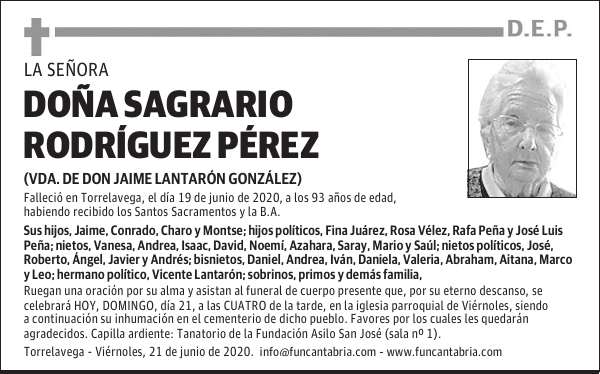DOÑA SAGRARIO RODRÍGUEZ PÉREZ