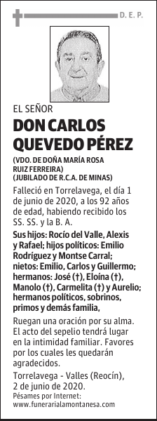 DON CARLOS QUEVEDO PÉREZ
