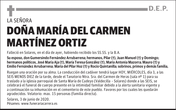 DOÑA MARÍA DEL CARMEN MARTÍNEZ ORTIZ