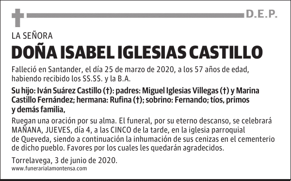 DOÑA ISABEL IGLESIAS CASTILLO