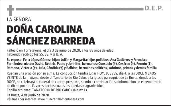 DOÑA CAROLINA SÁNCHEZ BARREDA