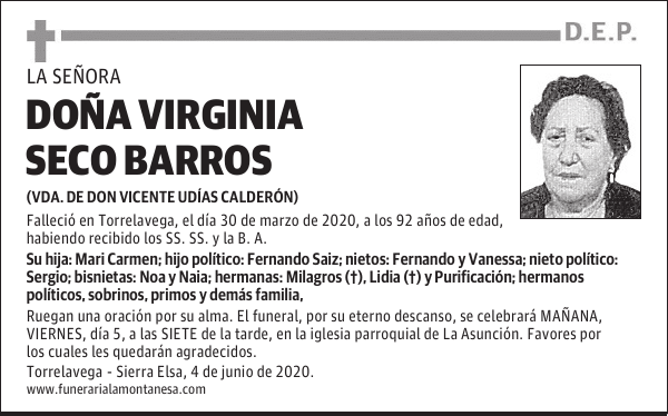 DOÑA VIRGINIA SECO BARROS