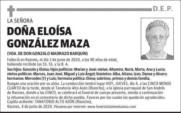 DOÑA ELOÍSA GONZÁLEZ MAZA