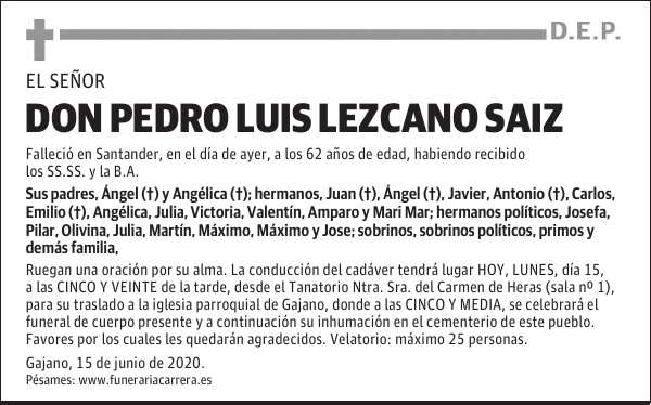 DON PEDRO LUIS LEZCANO SAIZ