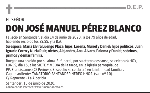 DON JOSÉ MANUEL PÉREZ BLANCO