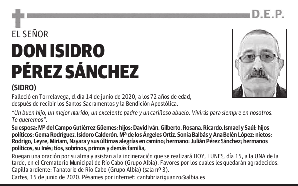 DON ISIDRO PÉREZ SÁNCHEZ