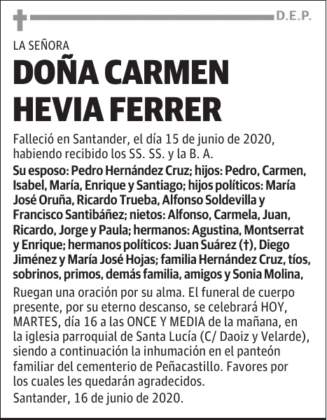 DOÑA CARMEN HEVIA FERRER