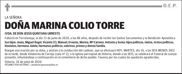 DOÑA MARINA COLIO TORRE