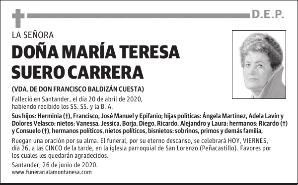 DOÑA MARÍA TERESA SUERO CARRERA