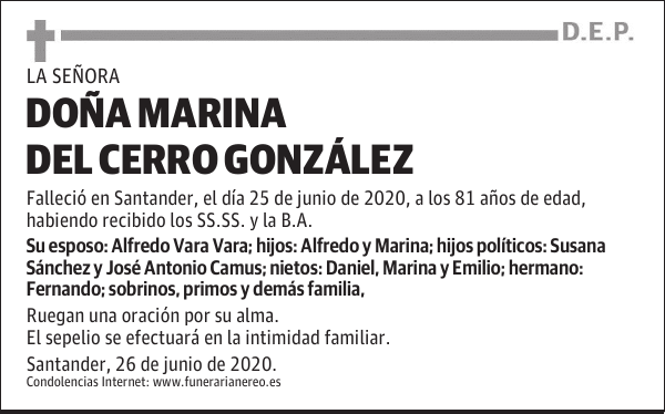 DOÑA MARINA DEL CERRO GONZÁLEZ