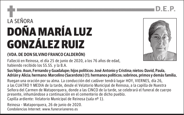 DOÑA MARÍA LUZ GONZÁLEZ RUIZ