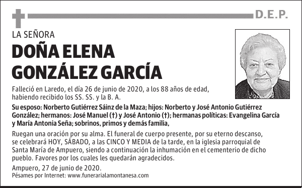 DOÑA ELENA GONZÁLEZ GARCÍA
