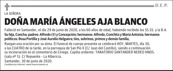 DOÑA MARÍA ÁNGELES AJA BLANCO