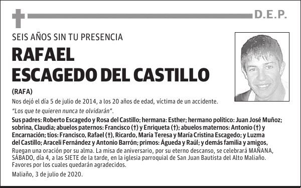 RAFAEL ESCAGEDO DEL CASTILLO