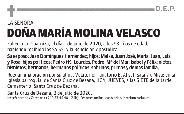 DOÑA MARÍA MOLINA VELASCO