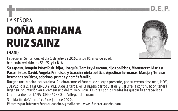 DOÑA ADRIANA RUIZ SAINZ