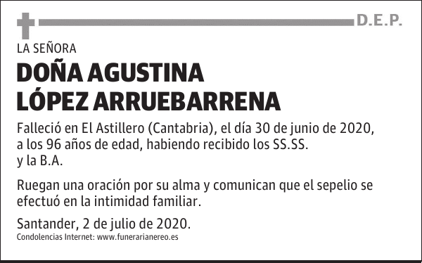 DOÑA AGUSTINA LÓPEZ ARRUEBARRENA