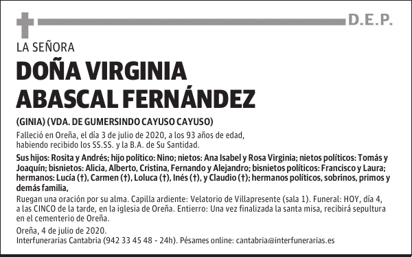 DOÑA VIRGINIA ABASCAL FERNÁNDEZ