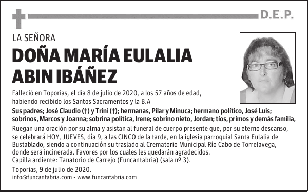 DOÑA MARÍA EULALIA ABIN IBÁÑEZ