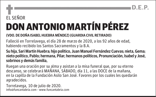 DON ANTONIO MARTÍN PÉREZ