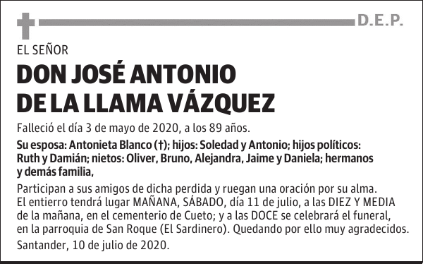 DON JOSÉ ANTONIO DE LA LLAMA VÁZQUEZ