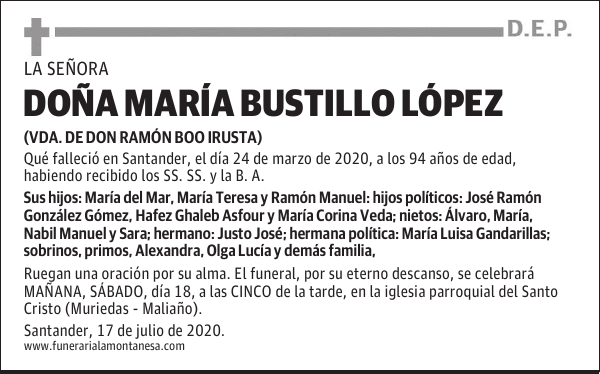 DOÑA MARÍA BUSTILLO LÓPEZ