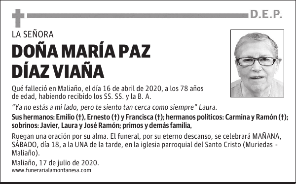 DOÑA MARÍA PAZ DÍAZ VIAÑA