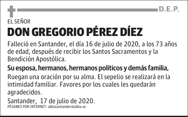 DON GREGORIO PÉREZ DÍEZ