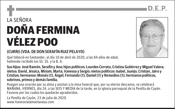 DOÑA FERMINA VÉLEZ POO
