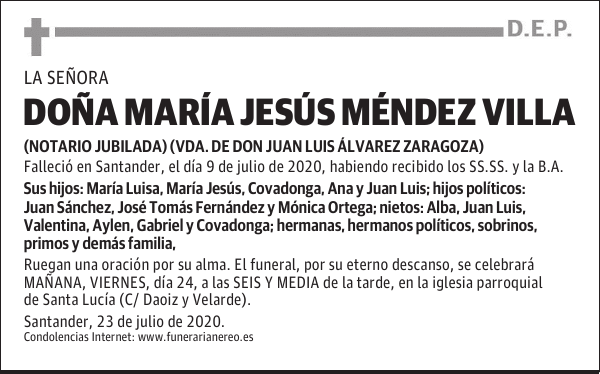 DOÑA MARÍA JESÚS MÉNDEZ VILLA